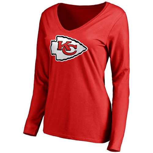 NFL Women's Kansas City Chiefs Pro Line Red Primary Team Logo Slim Fit Long Sleeve T-Shirt